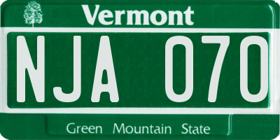 VT license plate NJA070