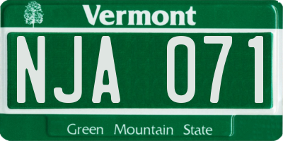 VT license plate NJA071