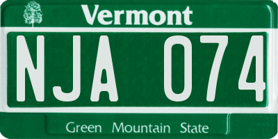 VT license plate NJA074