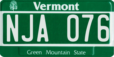 VT license plate NJA076