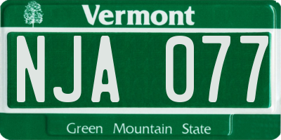 VT license plate NJA077