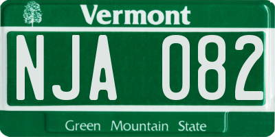 VT license plate NJA082