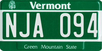 VT license plate NJA094