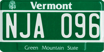 VT license plate NJA096