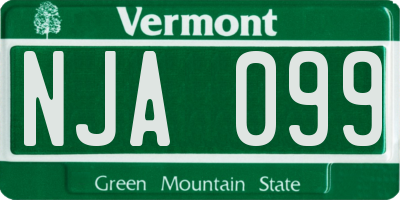 VT license plate NJA099