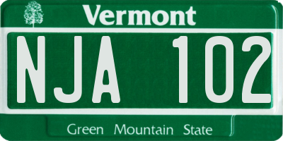 VT license plate NJA102