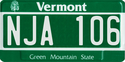 VT license plate NJA106