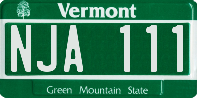 VT license plate NJA111