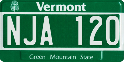 VT license plate NJA120