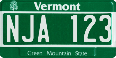 VT license plate NJA123