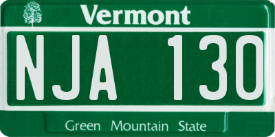 VT license plate NJA130