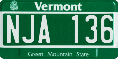VT license plate NJA136
