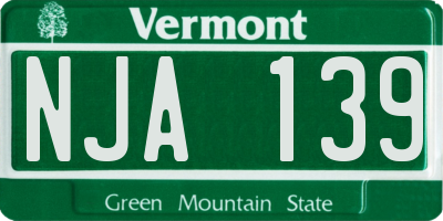 VT license plate NJA139
