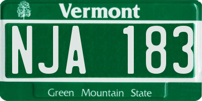 VT license plate NJA183