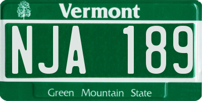 VT license plate NJA189