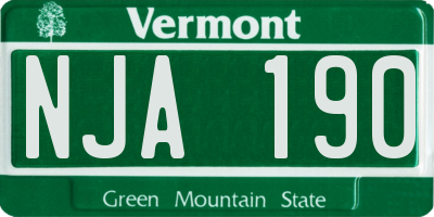 VT license plate NJA190