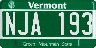 VT license plate NJA193