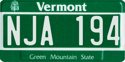 VT license plate NJA194