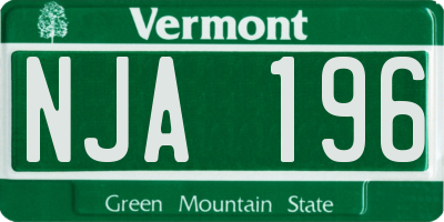 VT license plate NJA196