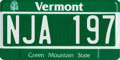 VT license plate NJA197