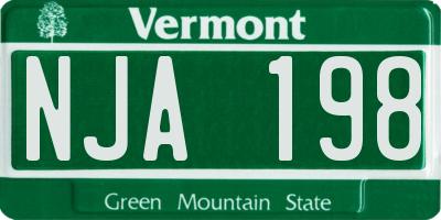 VT license plate NJA198