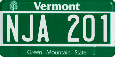VT license plate NJA201