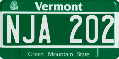 VT license plate NJA202
