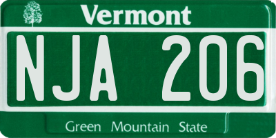 VT license plate NJA206
