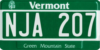 VT license plate NJA207