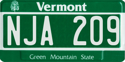 VT license plate NJA209