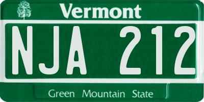 VT license plate NJA212