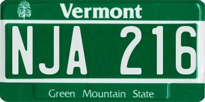 VT license plate NJA216