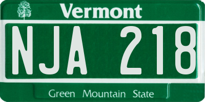 VT license plate NJA218