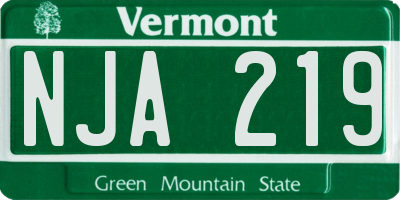 VT license plate NJA219
