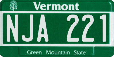 VT license plate NJA221
