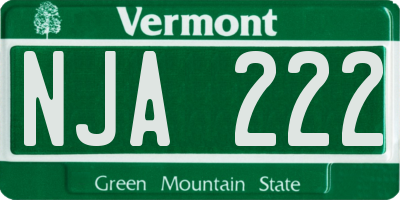 VT license plate NJA222