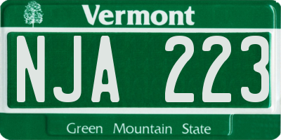 VT license plate NJA223