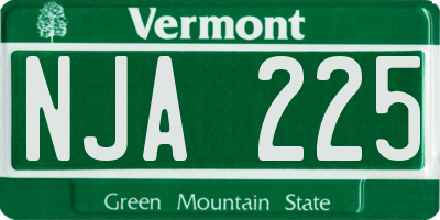 VT license plate NJA225