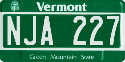 VT license plate NJA227
