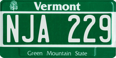 VT license plate NJA229