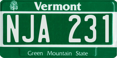 VT license plate NJA231