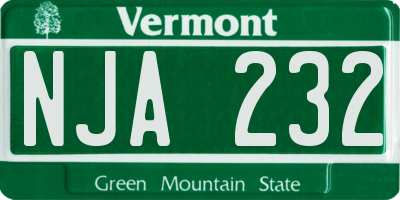 VT license plate NJA232