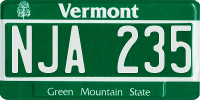 VT license plate NJA235