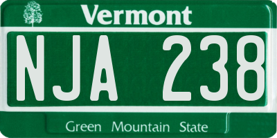 VT license plate NJA238