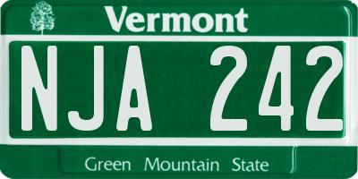 VT license plate NJA242