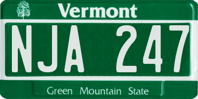 VT license plate NJA247