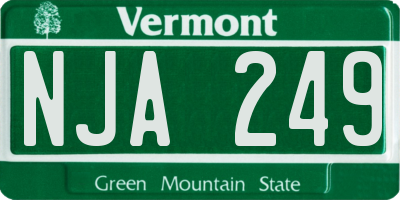 VT license plate NJA249