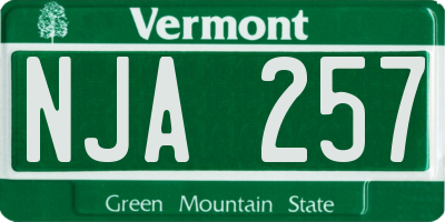 VT license plate NJA257