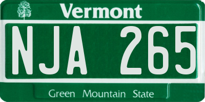 VT license plate NJA265