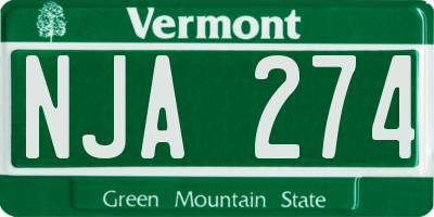 VT license plate NJA274